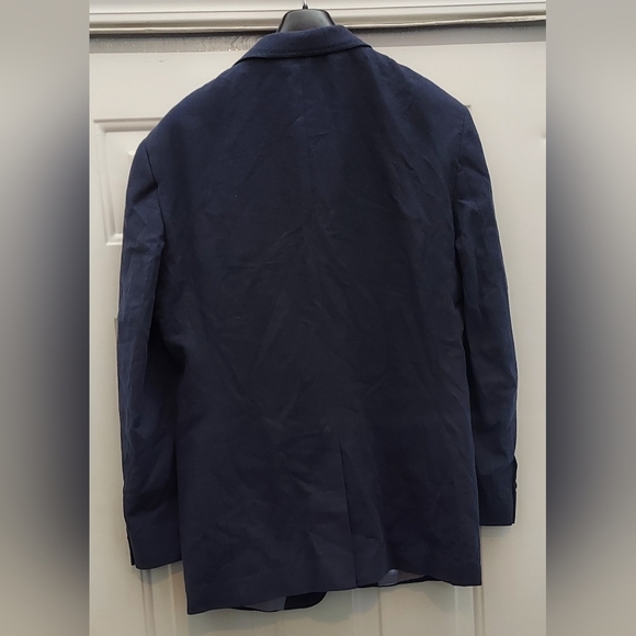 WILLIAM HUNT MEN'S LINEN-COTTON NAVY HERRINGBONE 2-BUTTON BLAZER SIZE 44 NWT - Picture 4 of 10